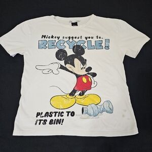 Zara White Mickey Mouse Eco Tee Kids Small